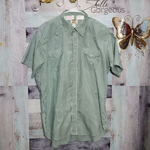 Ruddock XL Tall Vintage Green White Stripe Pearl Stripe Shirt Rockabilly 325